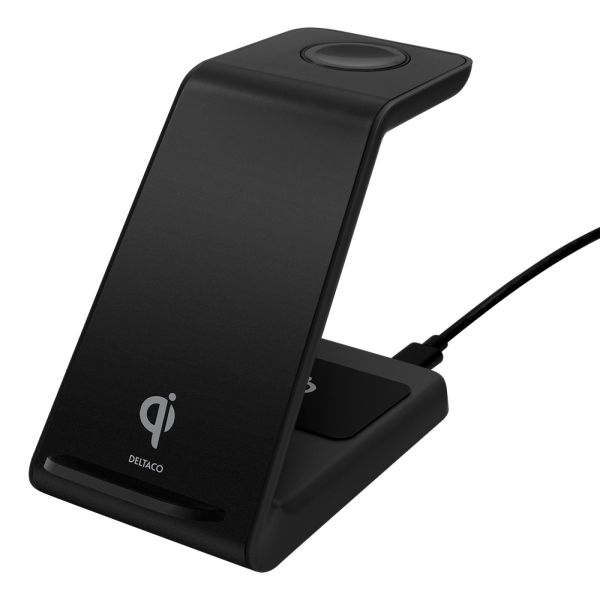 Køb Deltaco Wireless Charger Stand, 3-in-1 , 15w, 5w, 3w - Oplader (7333048054050)