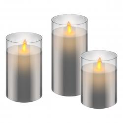 Goobay Set Of 3 Led Real Wax Candles In Glass - Led-lys