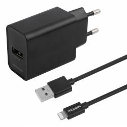 Essentials Wall Charger 12w, Usb-a Light. Mfi, Cable 1m,black - Oplader