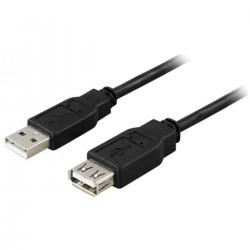 Deltaco Usb 2.0 Type A Male To Type A Female 0,2m Black - Ledning