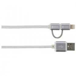2-i-1 Micro USB & Lightning-stik, Steel Line, 1m - Ledning