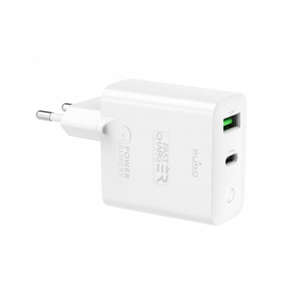 Køb Puro Wall Charger 1usb-a 12w + 1usb-c 32w, White - Oplader (8033830299421)